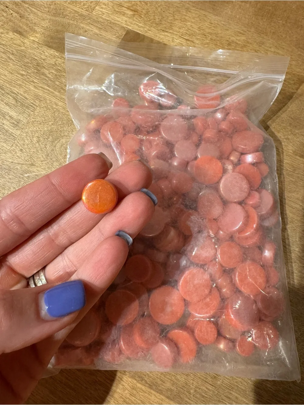 Lot of Pearlescent Orange Round Mosaic Tiles